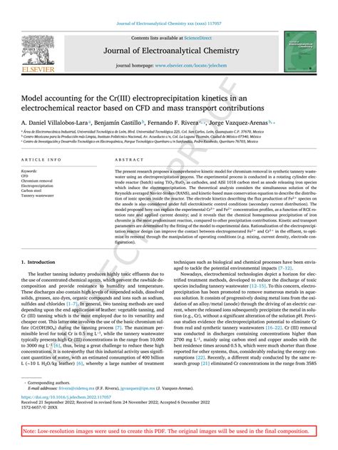 Pdf Model Accounting For The Criii Electroprecipitation Kinetics In An Electrochemical