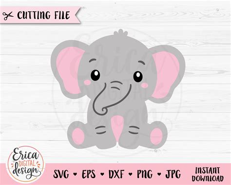 Baby Olifant SVG Schattige Olifant Gesneden Bestand Baby Etsy Nederland