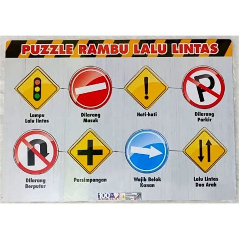 Puzzle Kayu Rambu Lalu Lintas Mainan Anak Edukatif Warna Mengenal