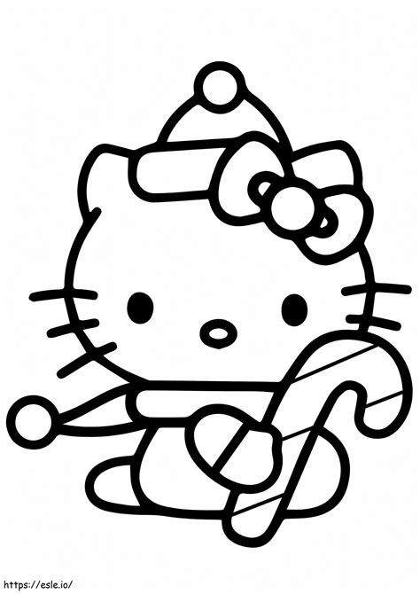 Hello Kitty And Candy Cane Coloring Page