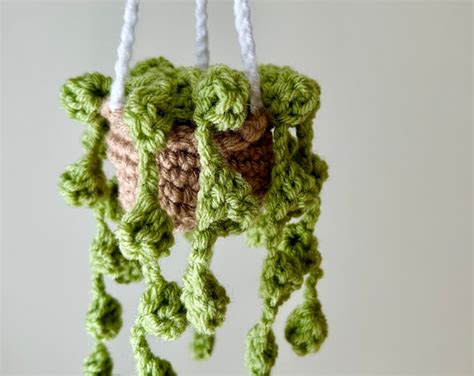 Crocheted String Of Pearls Hanging Plant Car Plant Crochet Hanging