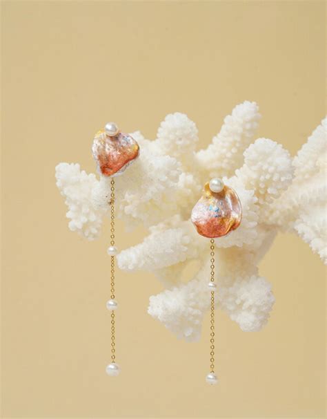 Pink Shell Pearl Earrings Livianla