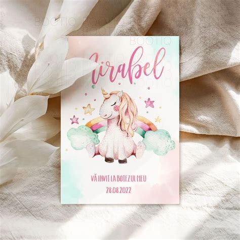 Invitatie Botez Sau Aniversare Handmade Unicorn S Dream Invitatie