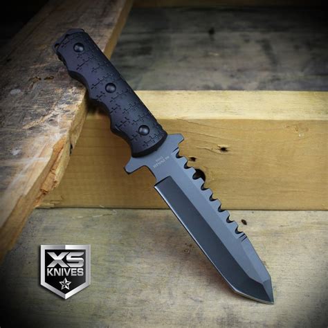 Black Tactical Combat Military Survival Bowie Fixed Blade Knives Full