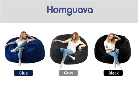 Homguava Bean Bag Chair： 3 Bean Bags With Memory Foam Filled Large Beanbag Chairs