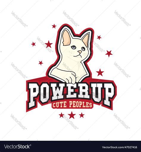 Cute white cat logo on white Royalty Free Vector Image