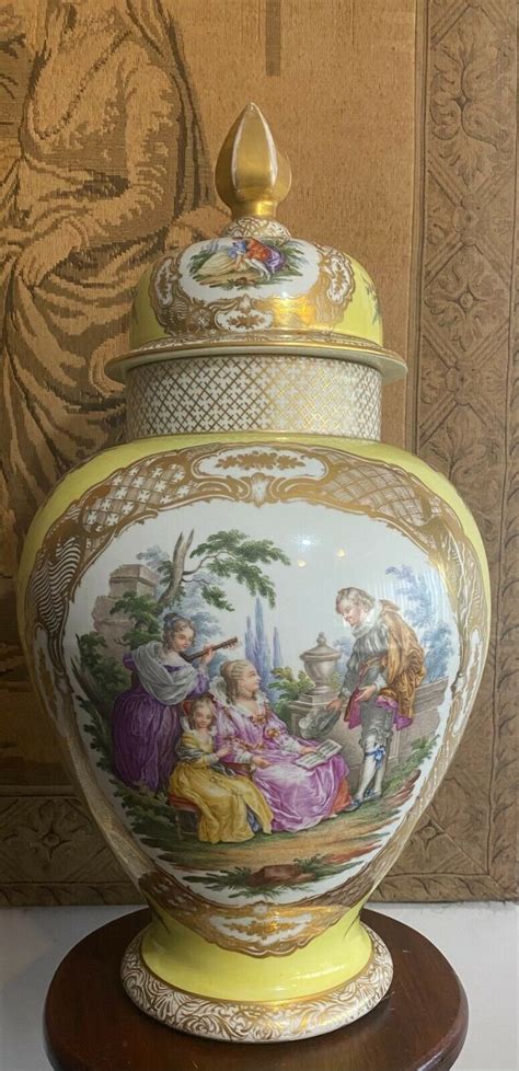 Meissen Style Porcelain Vase 19th Century Augustus Rex Dresden Etsy