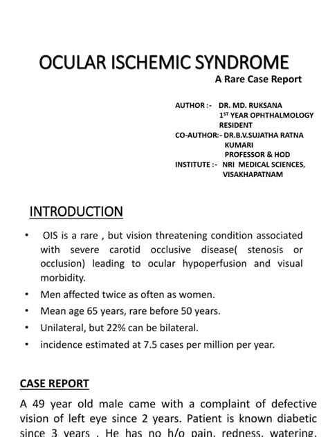 Ocular Ischemic Syndrome by Dr. Ruksana PDF | PDF | Eye | Clinical Medicine