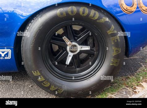 Close Up Detail Of A Goodyear Eagle Rear Tyre And Black Alloy Wheel On