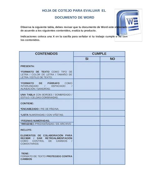 Docx Hoja De Cotejo Para Evaluar Trabajo De Word Dokumen Tips 155001 Hot Sex Picture