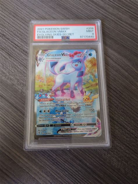 Pokemon Evolving Skies Glaceon Vmax 209 203 Alternative Art Alt Holo