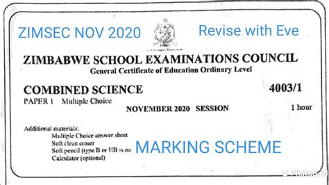 Zimsec November Combined Science Paper Marking Scheme Youtube