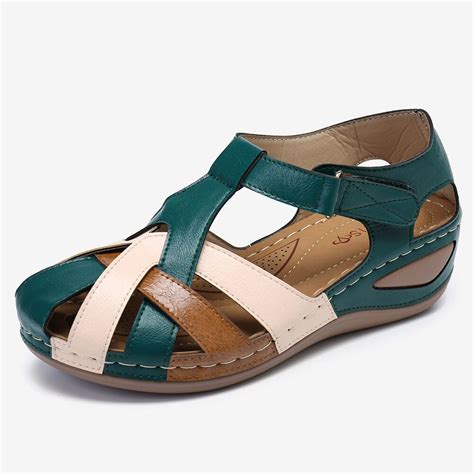 Lostisy Women Color Block Cross Strap Comfy Wearable Casual Wedges Sandals Womens Sandals