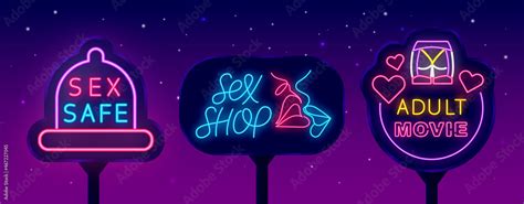 Sex Shop Neon Street Billboards Set Adult Movie Emblem Sex Safe Sign