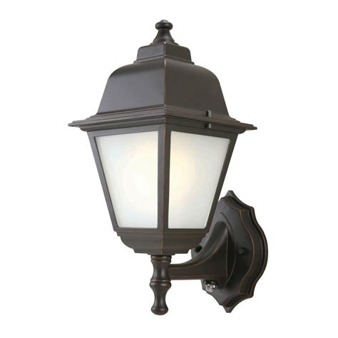 Hampton Bay 1-Light Oil-Rubbed Bronze Outdoor Dusk-to-Dawn Wall-Mount Lantern-GFC1611P-2 - The ...