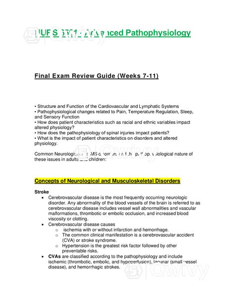 Nurs Nurs Advanced Pathophysiology Final Exam Review