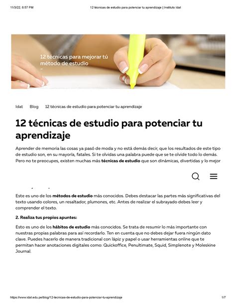 12 técnicas de estudio para potenciar tu aprendizaje Instituto Idat