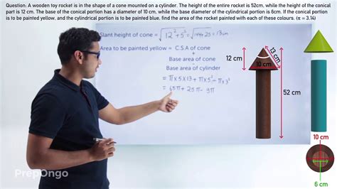 Surface Area Of Combination Of Solids Example 4 Youtube