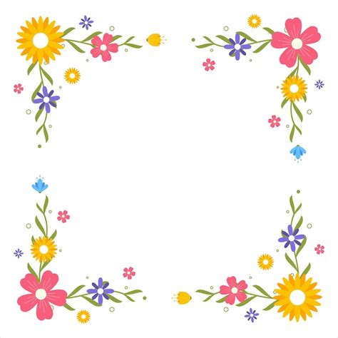 Premium Vector Flower Frame Colorful Floral Design Background