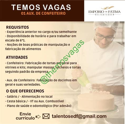 Auxiliar De Confeiteiro Fortaleza Ce Vaga S Themos Vagas