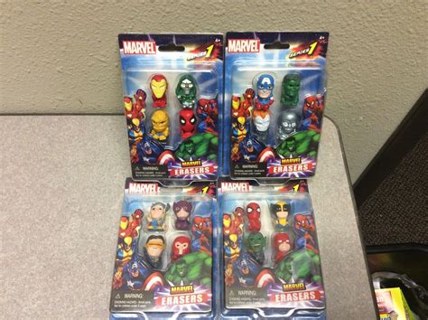 Marvel Erasers Series 1 Thor Hulk Spider Man Iron Man Complete Set Of 4