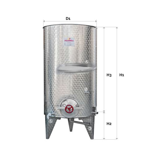 Serbatoio Acciaio Inox Fondo Conico Da 1000 Lt Polsinelli Enologia