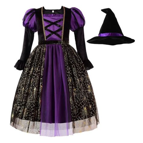 Inlzdz Enfant Fille Robe De Sorcière Halloween Costume Robe Princesse