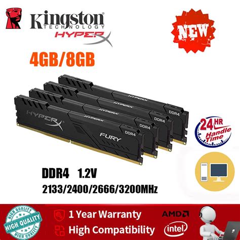 Novo Kit Kingston Hyperx Fury Ddr4 Cl15 Dimm Preto 4gb Gb Ddr4 8 2133