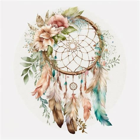 Premium AI Image There Is A Watercolor Drawing Of A Dream Catcher