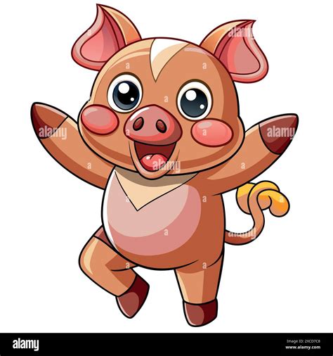 Berkshire Pig dancing vector kawaii. AI generated image. Clipart cartoon deisgn icon Stock ...