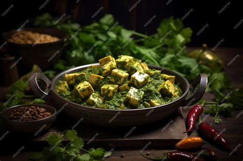 Premium Ai Image Authentic Saag Paneer Indian Food Photography