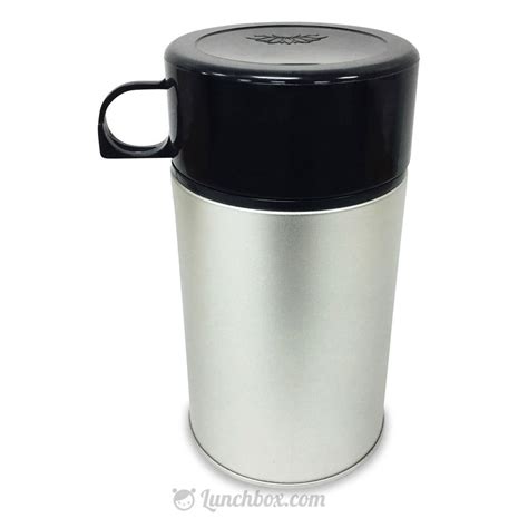 Plain Black Dome Lunch Box with Thermos Bottle | Lunchbox.com