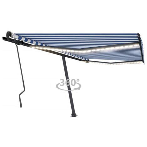 Toldo Manual Retr Ctil Con Led Azul Y Blanco X Cm