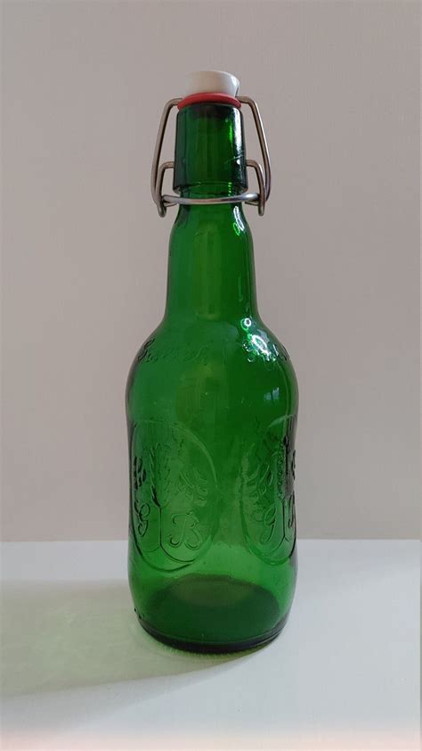 Green Glass Grolsch Beer Bottle With Porcelain Swing Top Cap And Bale Closure Etsy