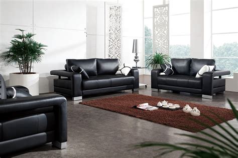 2926 – Black Leather Sofa Set | Black Design Co