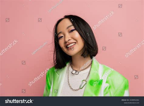 Portrait Brunette Asian Woman Trendy Outfit Stock Photo Shutterstock