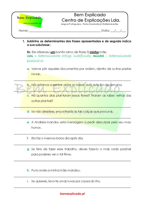 Ficha Formativa Determinantes Bemexplicado Bem Explicado