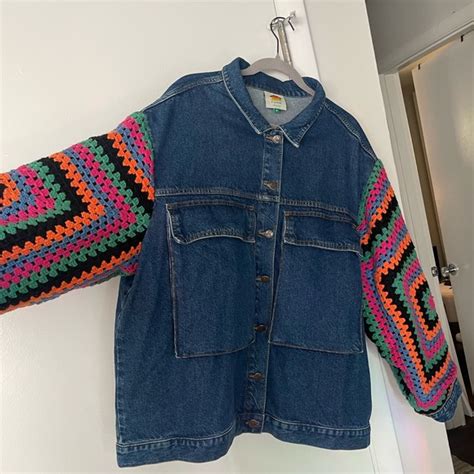 FARM Rio Jackets Coats Farm Rio Crochet Denim Jacket Poshmark