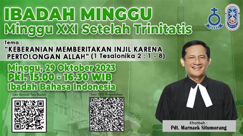 IBADAH MINGGU KE XXI SETELAH TRINITATIS MINGGU 29 OKTOBER 2023 Pkl