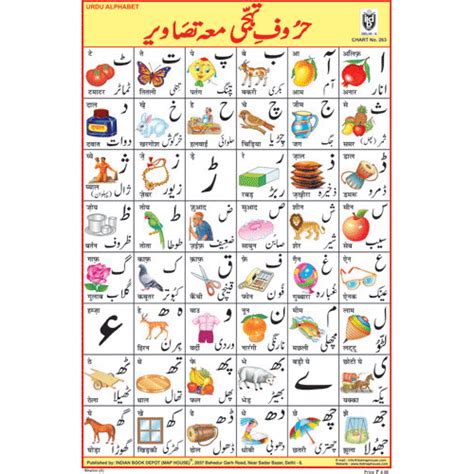 Urdu Alphabet Chart Size 12x18 Inchs 300gsm Artcard