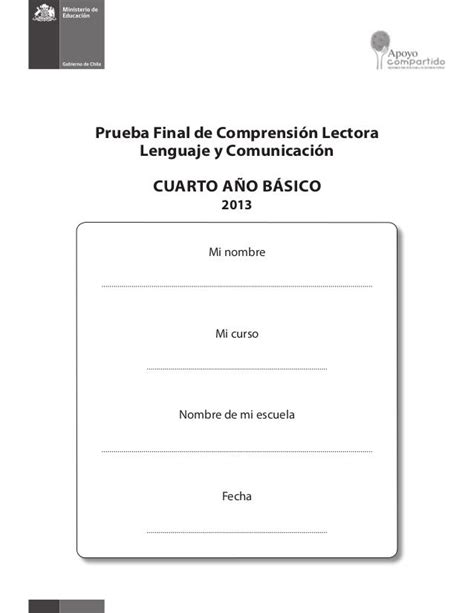 Prueba Final De Comprensi N Lectora Lenguaje Y