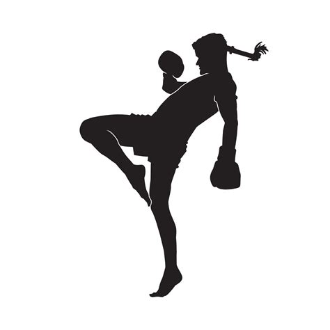 Muay Thai Fighter Isolated Vector Silhouette Vector Art At