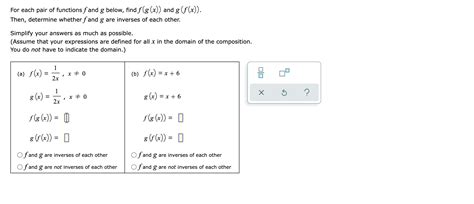 Solved For Each Pair Of Functions F And G Below Find