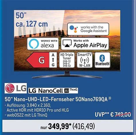Lg 50" Nano-uhd-led-fernseher 50nano769qa Angebot bei METRO - 1Prospekte.de