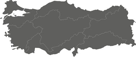 Vector Blank Map Of Turkey With Regions And Geographical Divisions Editable And Clearly Labeled