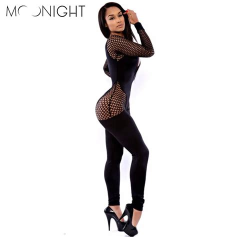 Moonight Sexy Ladies Bodysuits Long Sleeve Jumpsuit Sexy Slim Pants Bodysuit Rompers In