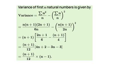 Answer What Is The Variance Of First N Natural Numbers