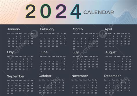 2024 Calendar Template Gradient Business Template Download On Pngtree