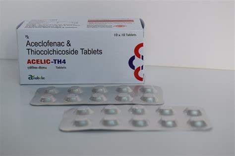 Acelic TH4 Aceclofenac And Thiocolchicoside Tablets Pack Size 10 X 10