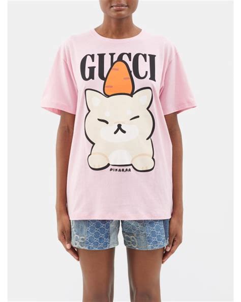 Gucci X Pikarar Kawaii Print Cotton Jersey T Shirt In White Lyst Canada